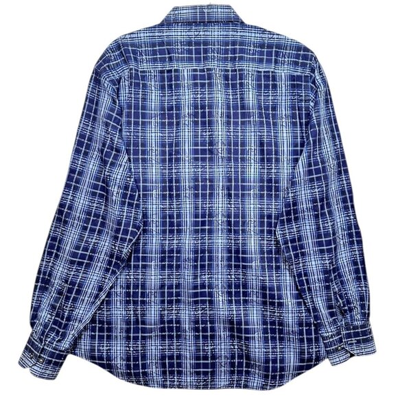 Bugatchi Mens Shaped Fit Blue Plaid Long Sleeve Button-Down Shirt Size 2XL - Picture 3 of 6